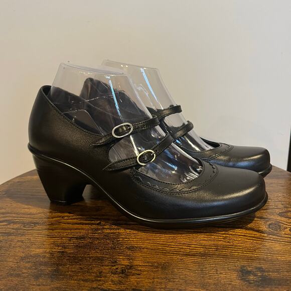 Dansko Shoes Babette Josie Heeled Double Strap Mary Jane Black Leather 39 (US 9) - Picture 1 of 6